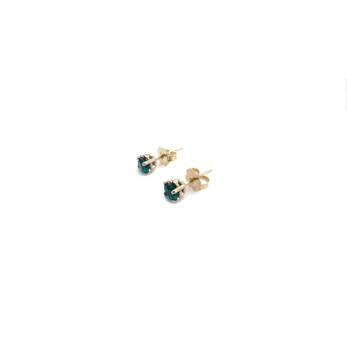 4mm Emerald Studs in 10K Yellow Gold