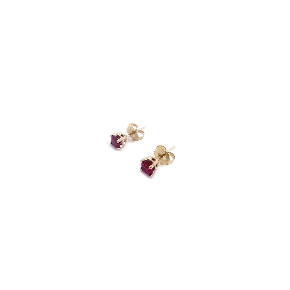 4mm Ruby Studs in 10K Yellow Gold