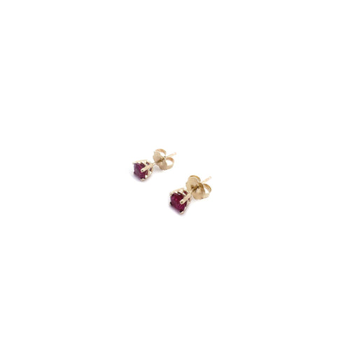 4mm Ruby Studs in 10K Yellow Gold