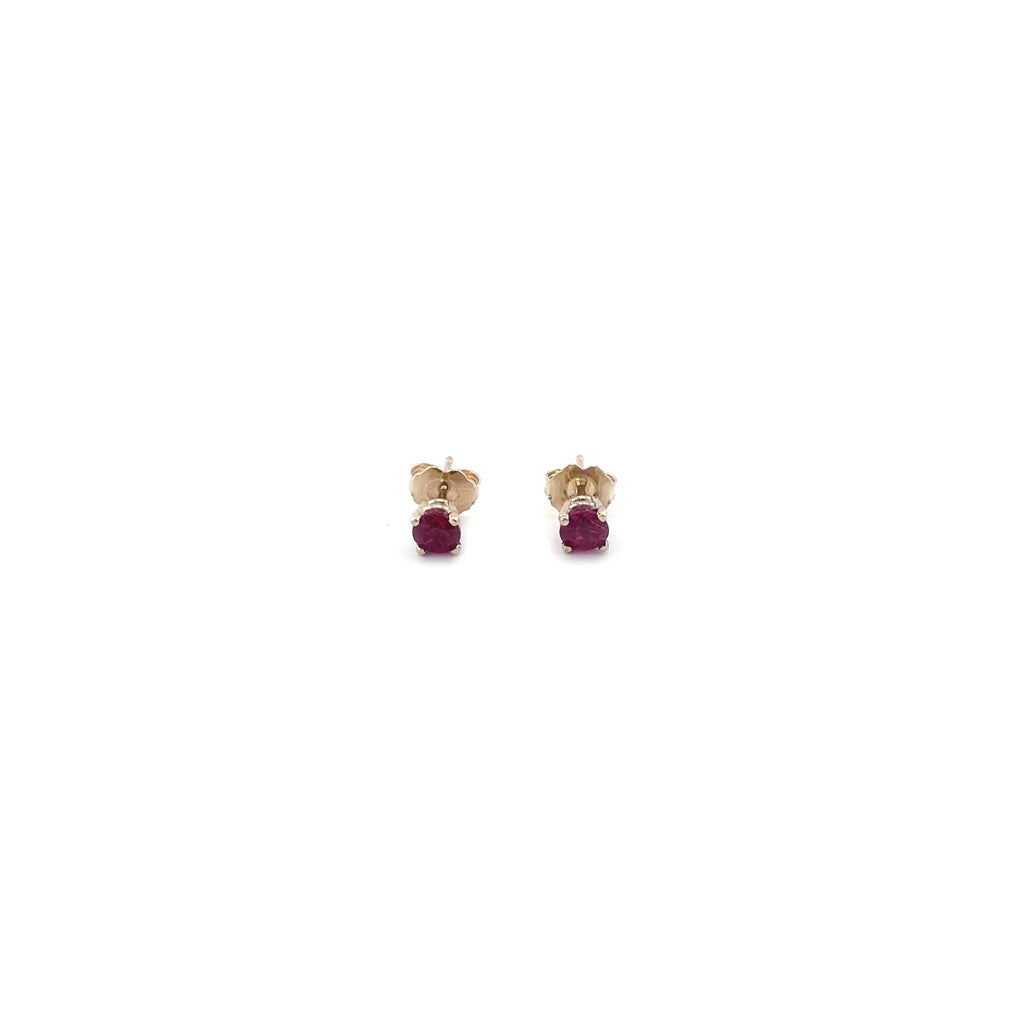 4mm Ruby Studs in 10K Yellow Gold