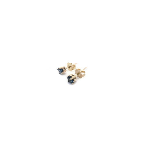 4mm Blue Sapphire Studs in 10K Yellow Gold