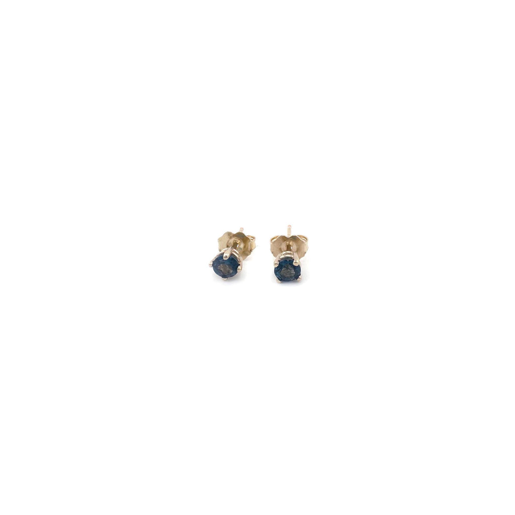 4mm Blue Sapphire Studs in 10K Yellow Gold