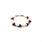 Amaryllis Pearl Bracelet with Malachite and Gold Filled Beads