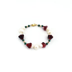 Amaryllis Pearl Bracelet with Malachite and Gold Filled Beads