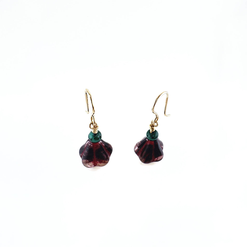 Amaryllis Pearl Earrings with Malachite Gold Filled