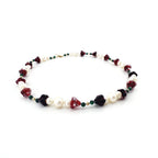 Amaryllis Pearl Necklace with Malachite and Gold Filled Beads