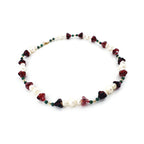 Amaryllis Pearl Necklace with Malachite and Gold Filled Beads