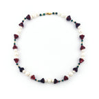 Amaryllis Pearl Necklace with Malachite and Gold Filled Beads