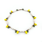 Lemon Pearl Necklace with Pink Moonstone