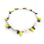 Lemon Pearl Necklace with Pink Moonstone