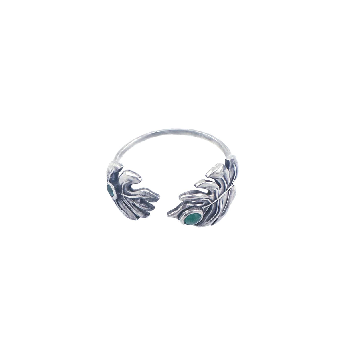 Monstera Ring with Emeralds