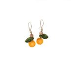 Orange Earrings with Pink Moonstone
