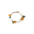 Orange and Pearl Bracelet with Pink Moonstone and Gold Filled Beads