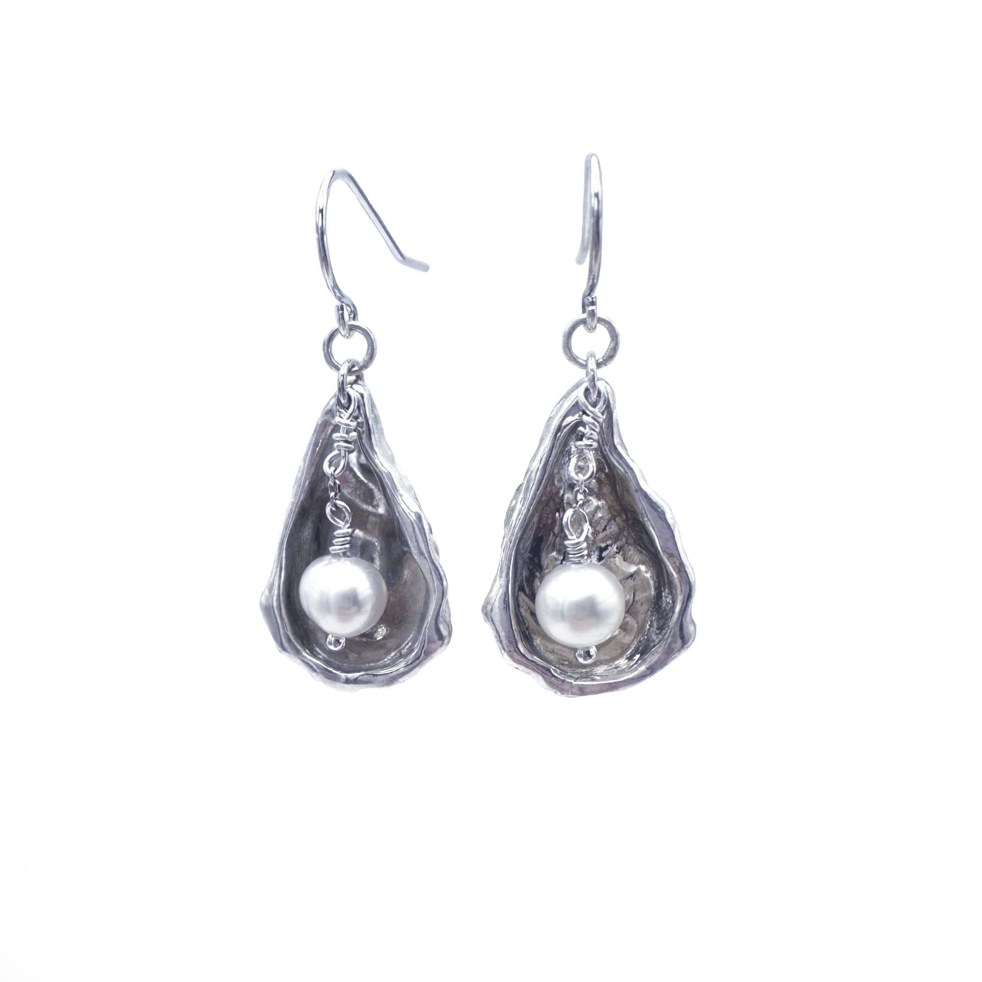 Oyster Earrings with Large Pearls