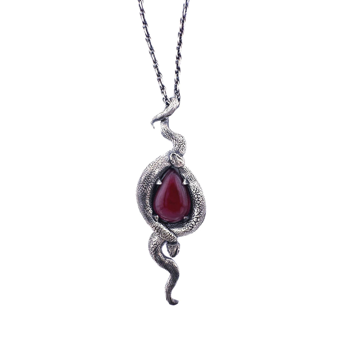 Snake Necklace with Teardrop Garnet