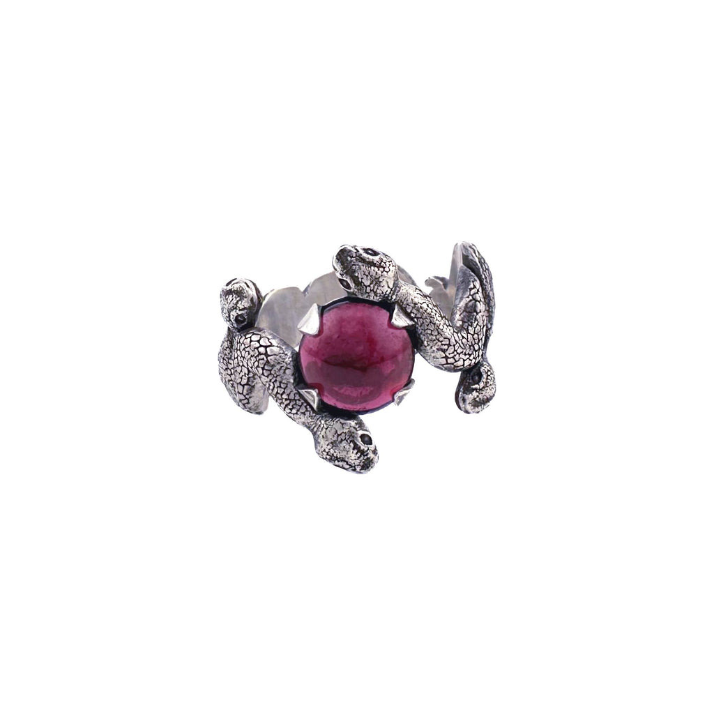 Snake Ring with Round Garnet