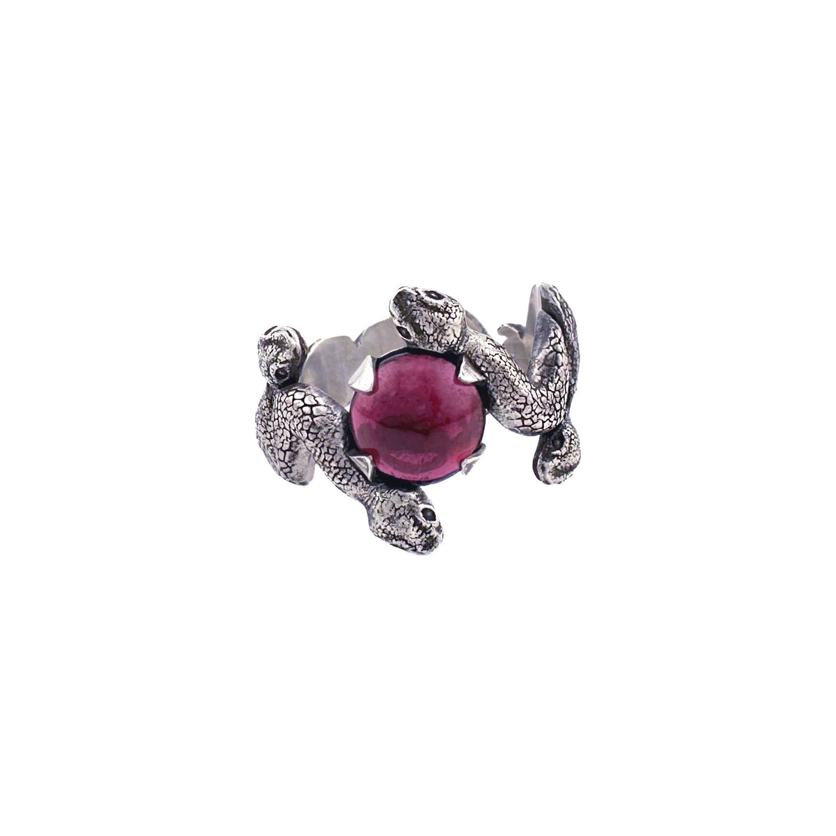 Snake Ring with Round Garnet