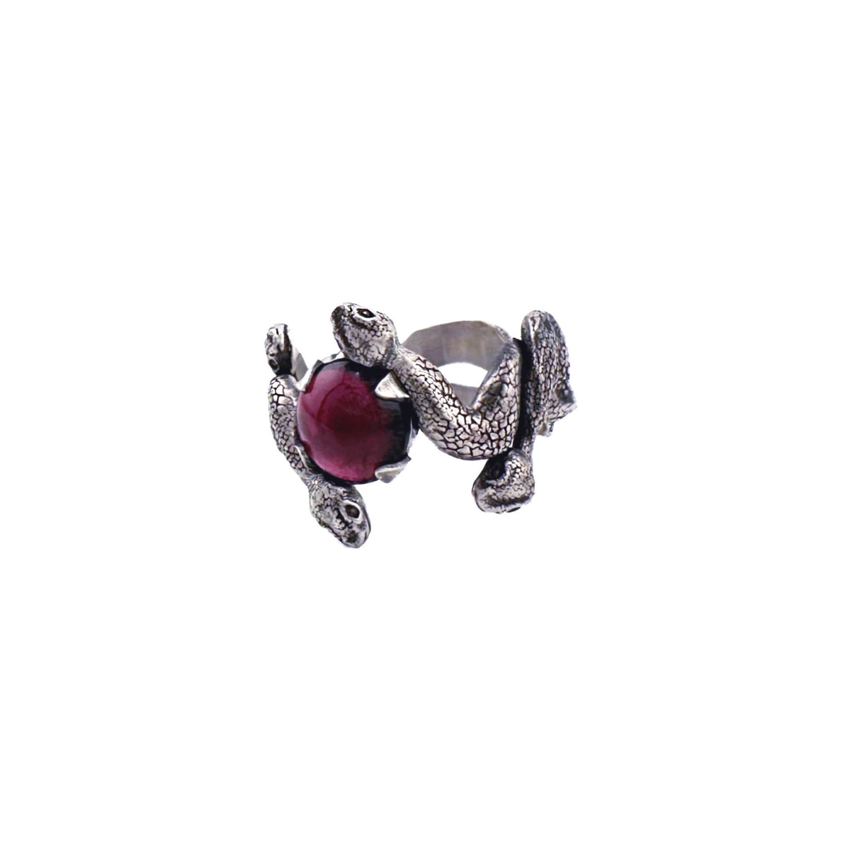 Snake Ring with Round Garnet