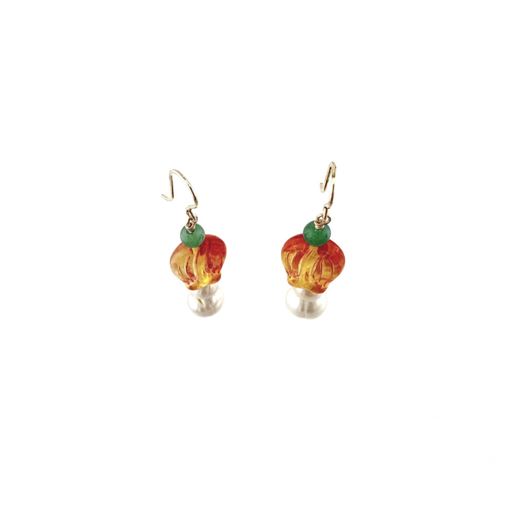 Tulip Pearl Earrings with Aventurine and Gold Filled Beads