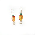 Tulip Pearl Earrings with Aventurine and Gold Filled Beads