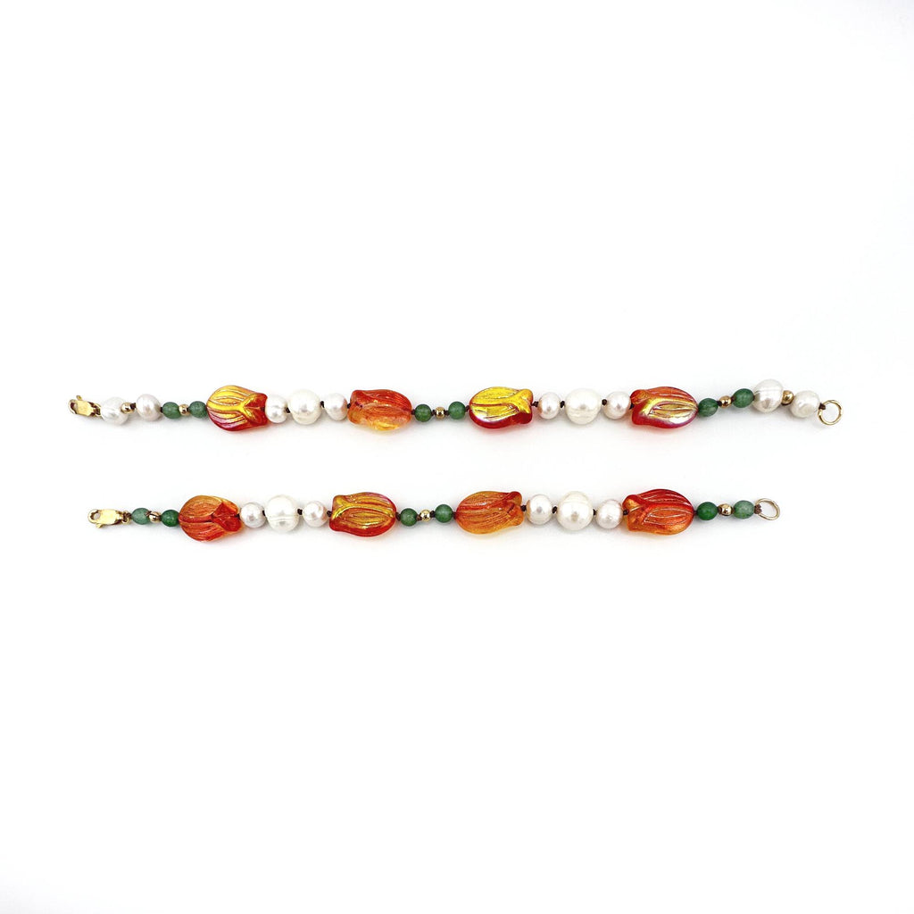Tulip Pearl Bracelet with Aventurine and Gold Filled Beads