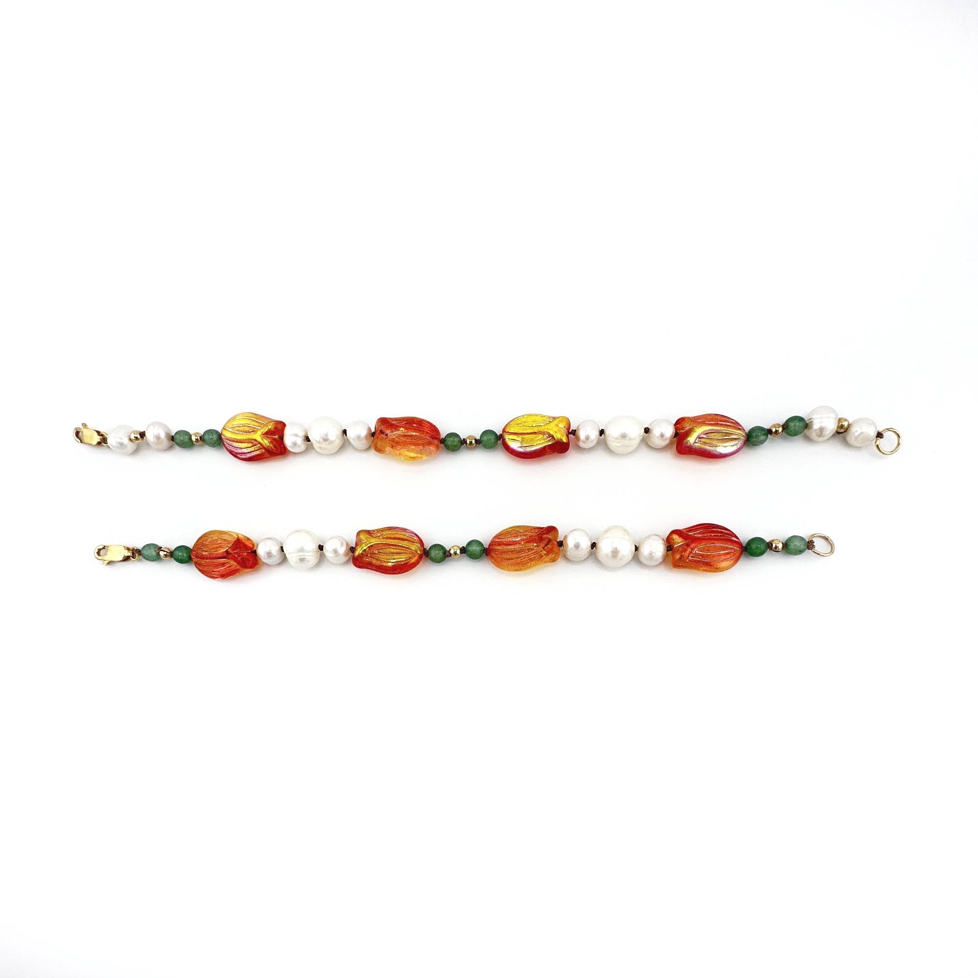 Tulip Pearl Bracelet with Aventurine and Gold Filled Beads