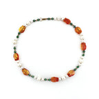 Tulip Pearl Necklace with Aventurine and Gold Filled Beads